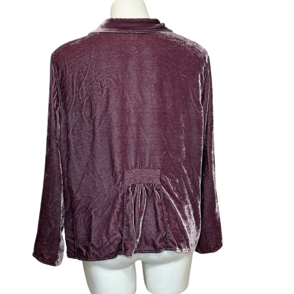 J Jill velvet button-down tunic shirt  blouse large petite. - Picture 2 of 3